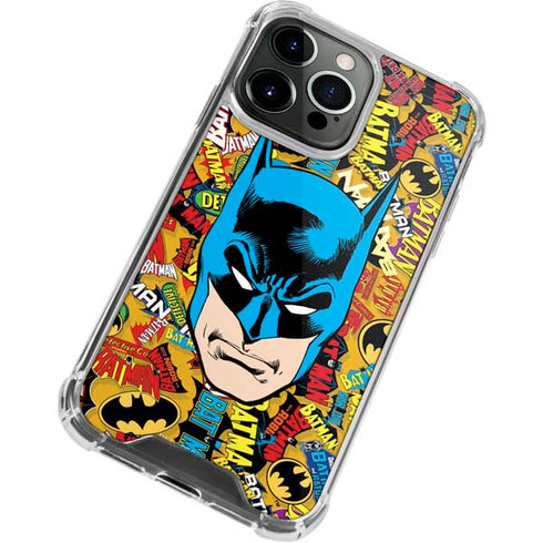 DC Comics Batman Mask Vintage Pattern iPhone 15 Pro Clear Case